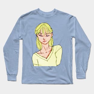 Pretty Blonde Hair Girl With Blue Eyes and a Smile Long Sleeve T-Shirt